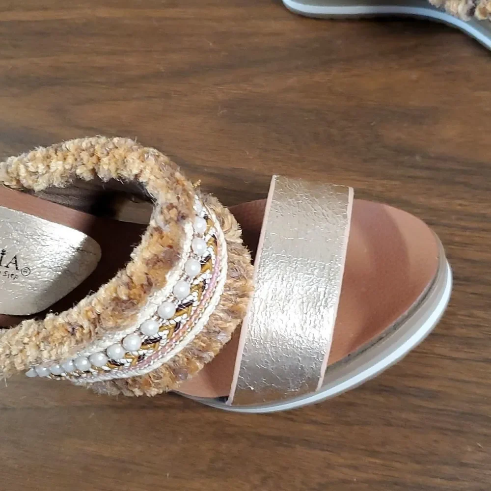 Patrizia‎ by Spring Step Kowaru Tassel Espadrille Wedge Sandals Shoes 37